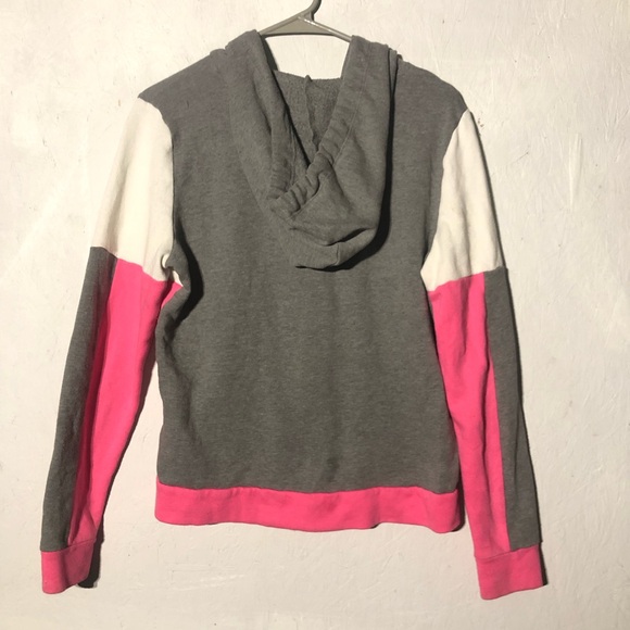 PINK by Victorias Secret pink and grey zip up logo hoodie. Size medium - Picture 5 of 8